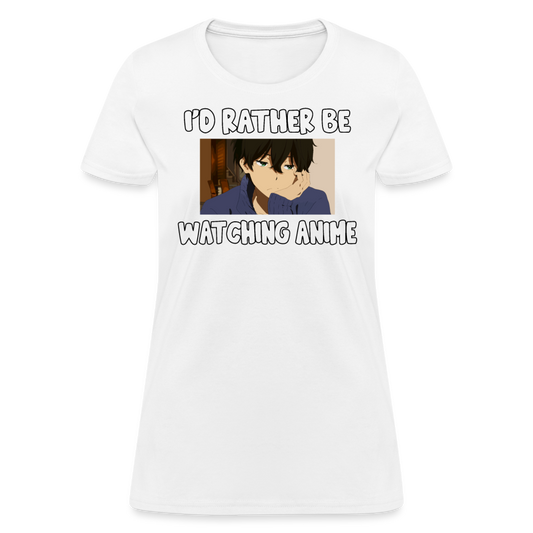 I'd Rather Be Watching Anime Lover Women's T-Shirt - white