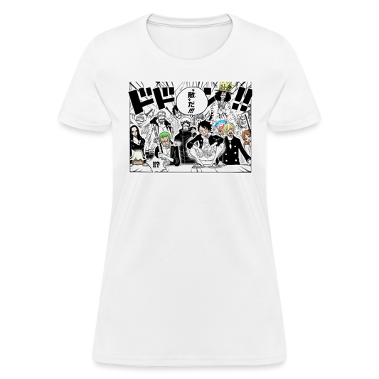Straw Hat Pirates Premium One Piece Women's Manga Anime T-Shirt - white