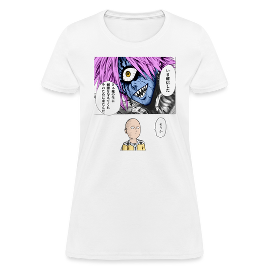Saitama Vs. Boros Premium OPM Women's Manga Anime T-Shirt - white