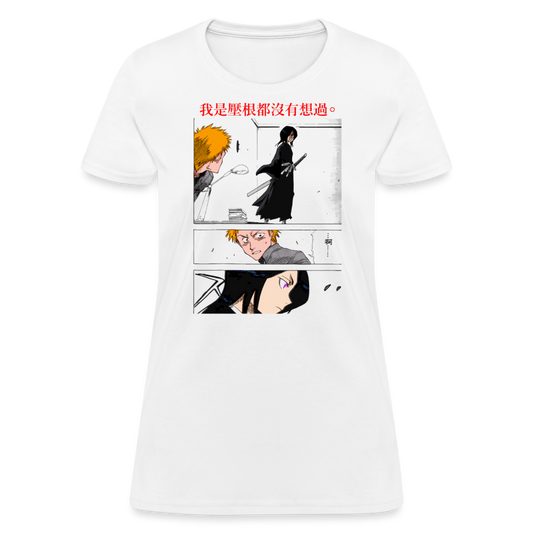 Ichigo Meets Rukia Premium Bleach Women's Manga Anime T-Shirt - white