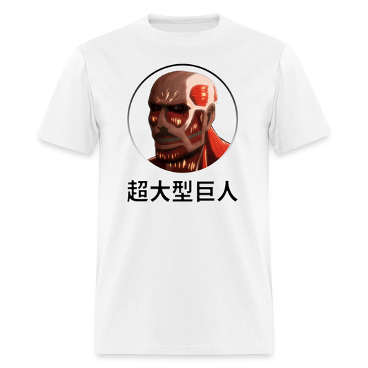 Collosus Titan AOT Katakana Anime T-Shirt - white