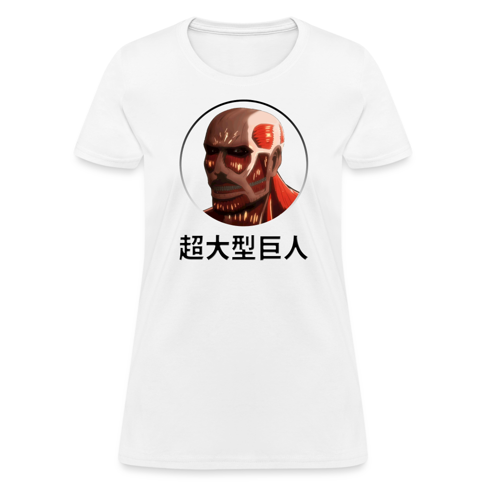 Collosus Titan AOT Katakana Women's Anime T-Shirt - white