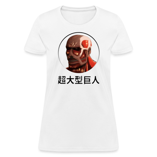 Collosus Titan AOT Katakana Women's Anime T-Shirt - white