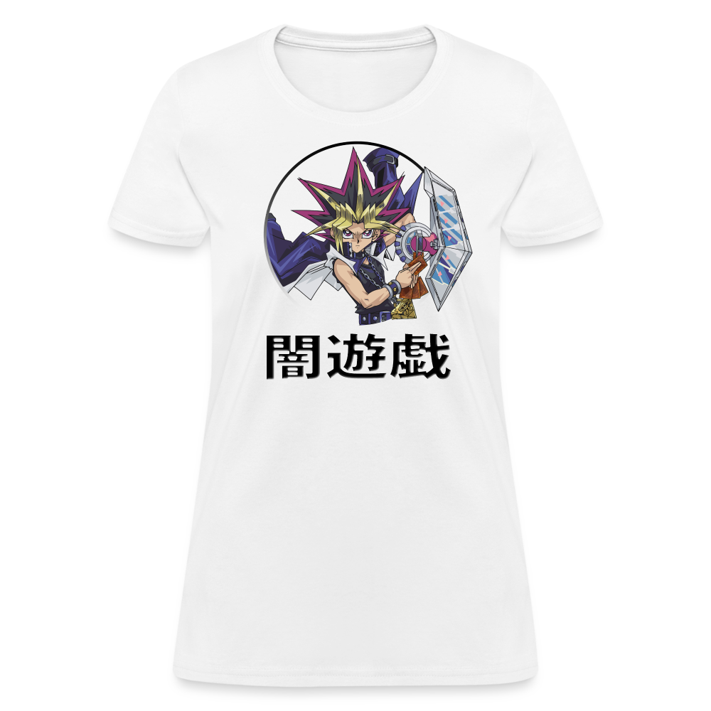 Dark Yugi Yu-Gi-Oh! Katakana Women's Anime T-Shirt - white