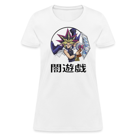Dark Yugi Yu-Gi-Oh! Katakana Women's Anime T-Shirt - white