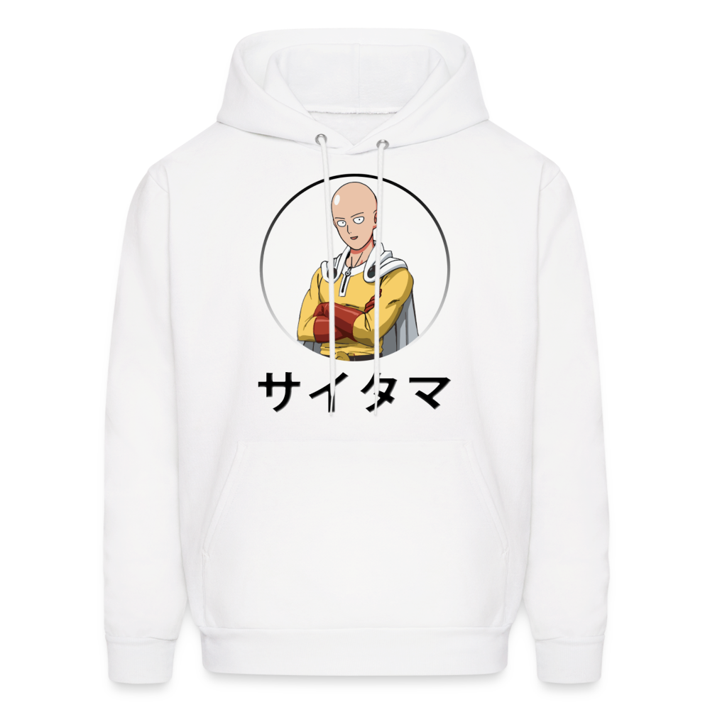 Saitama One Punch Man Katakana Anime Hoodie - white