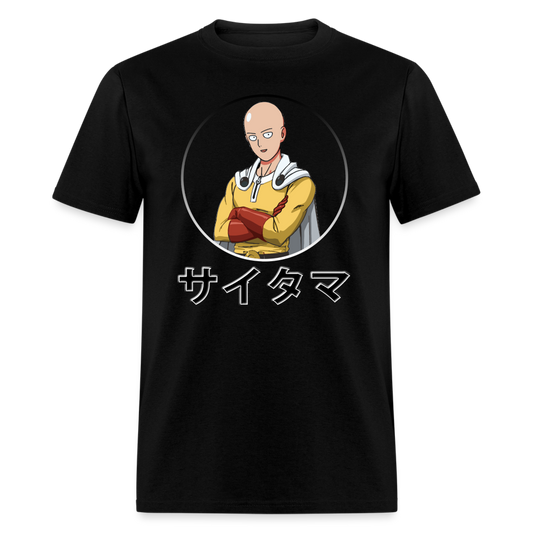 Saitama One Punch Man Katakana Anime T-Shirt - black