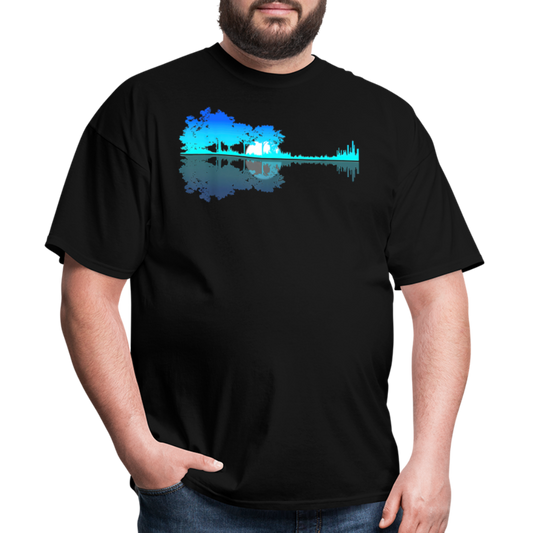 Guitar Lake Shadow Musician Graphic Tee Unisex Classic T-Shirt - black