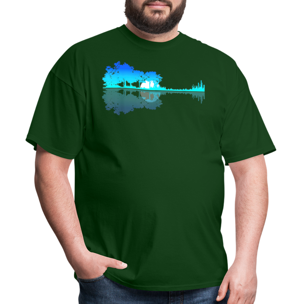 Guitar Lake Shadow Musician Graphic Tee Unisex Classic T-Shirt - forest green