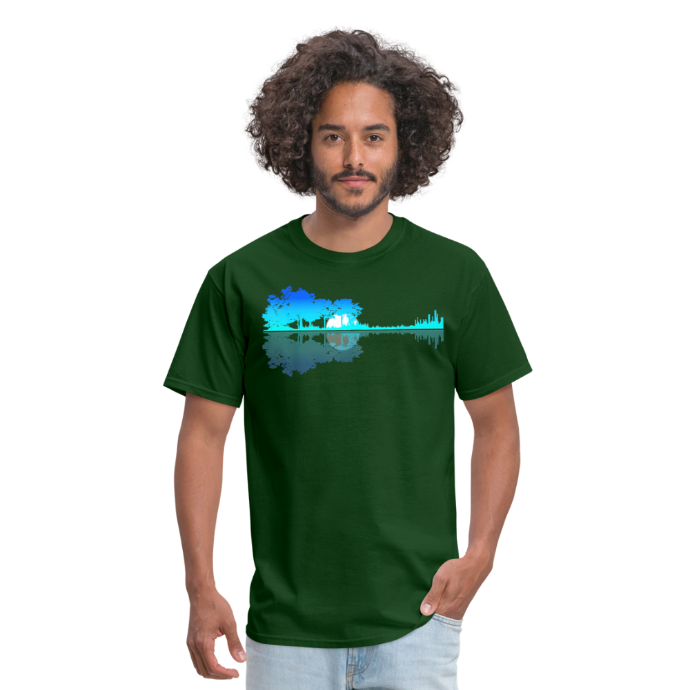 Guitar Lake Shadow Musician Graphic Tee Unisex Classic T-Shirt - forest green