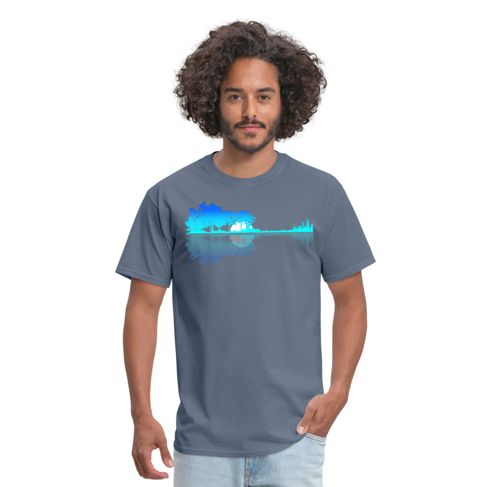 Guitar Lake Shadow Musician Graphic Tee Unisex Classic T-Shirt - denim