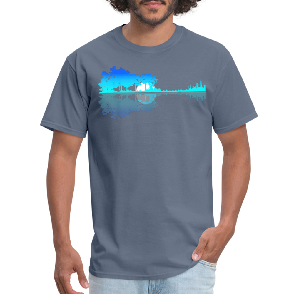 Guitar Lake Shadow Musician Graphic Tee Unisex Classic T-Shirt - denim