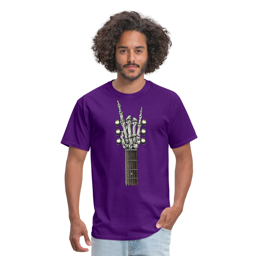Rock On Guitar Neck Skeleton Hand Rock & Roll Graphic Tee Unisex Classic T-Shirt - purple