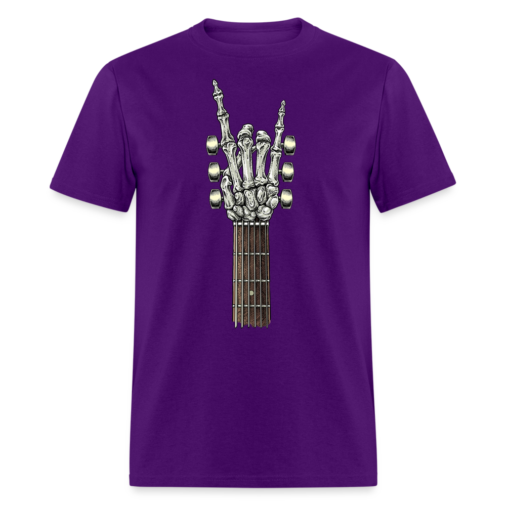 Rock On Guitar Neck Skeleton Hand Rock & Roll Graphic Tee Unisex Classic T-Shirt - purple