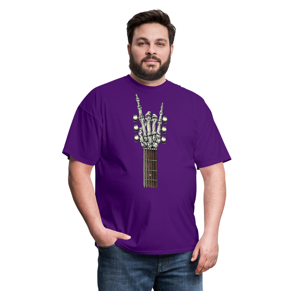 Rock On Guitar Neck Skeleton Hand Rock & Roll Graphic Tee Unisex Classic T-Shirt - purple