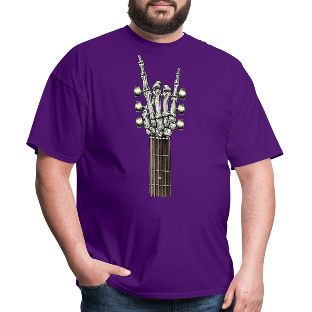 Rock On Guitar Neck Skeleton Hand Rock & Roll Graphic Tee Unisex Classic T-Shirt - purple