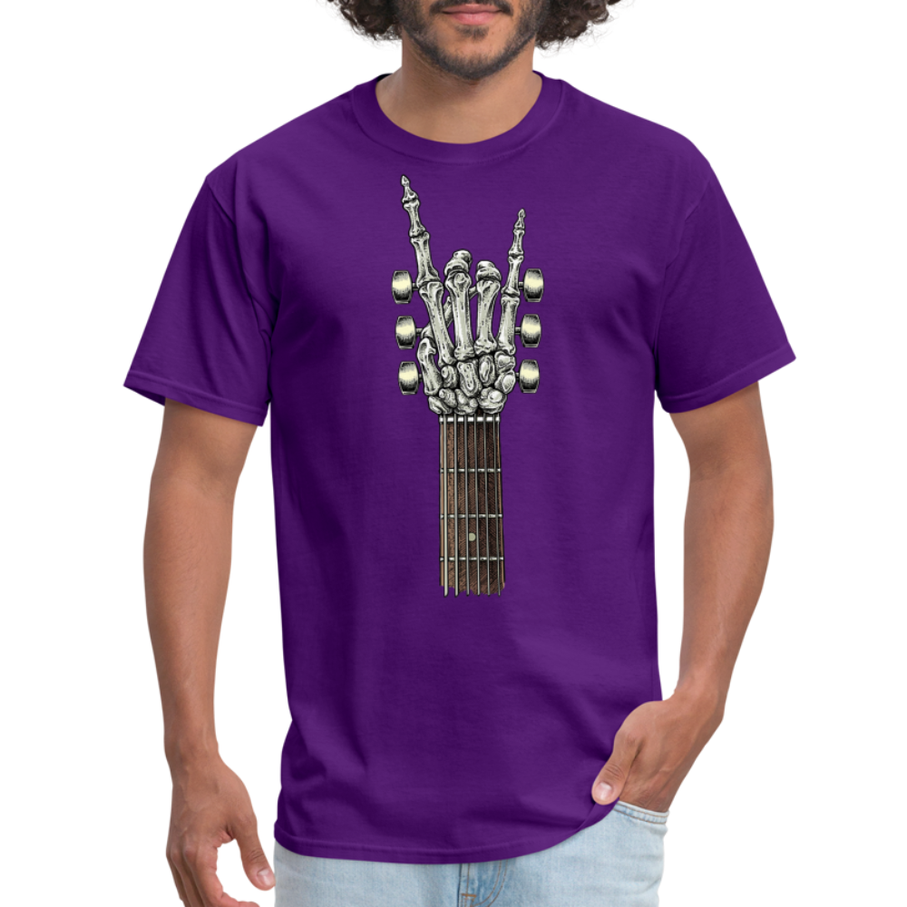 Rock On Guitar Neck Skeleton Hand Rock & Roll Graphic Tee Unisex Classic T-Shirt - purple