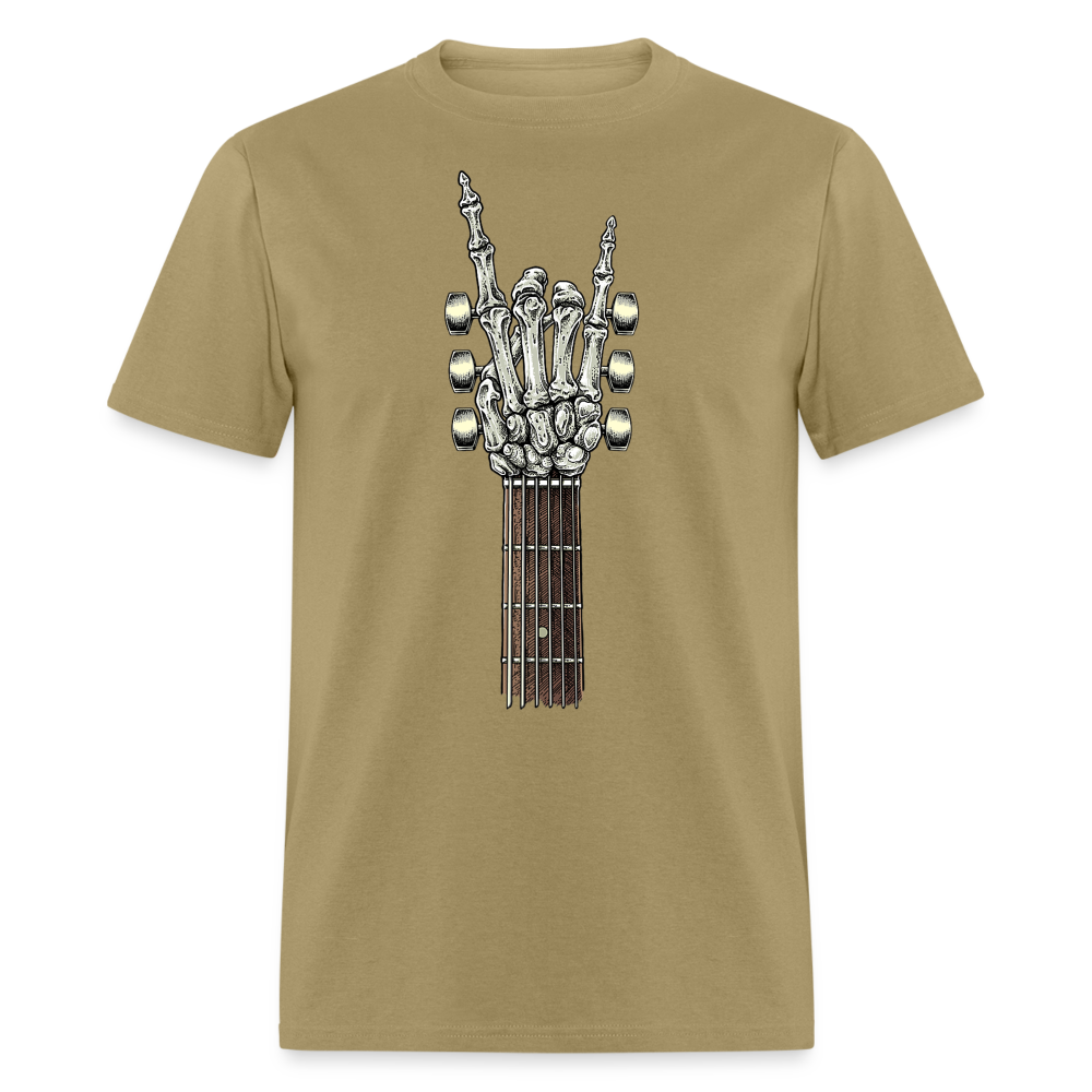 Rock On Guitar Neck Skeleton Hand Rock & Roll Graphic Tee Unisex Classic T-Shirt - khaki