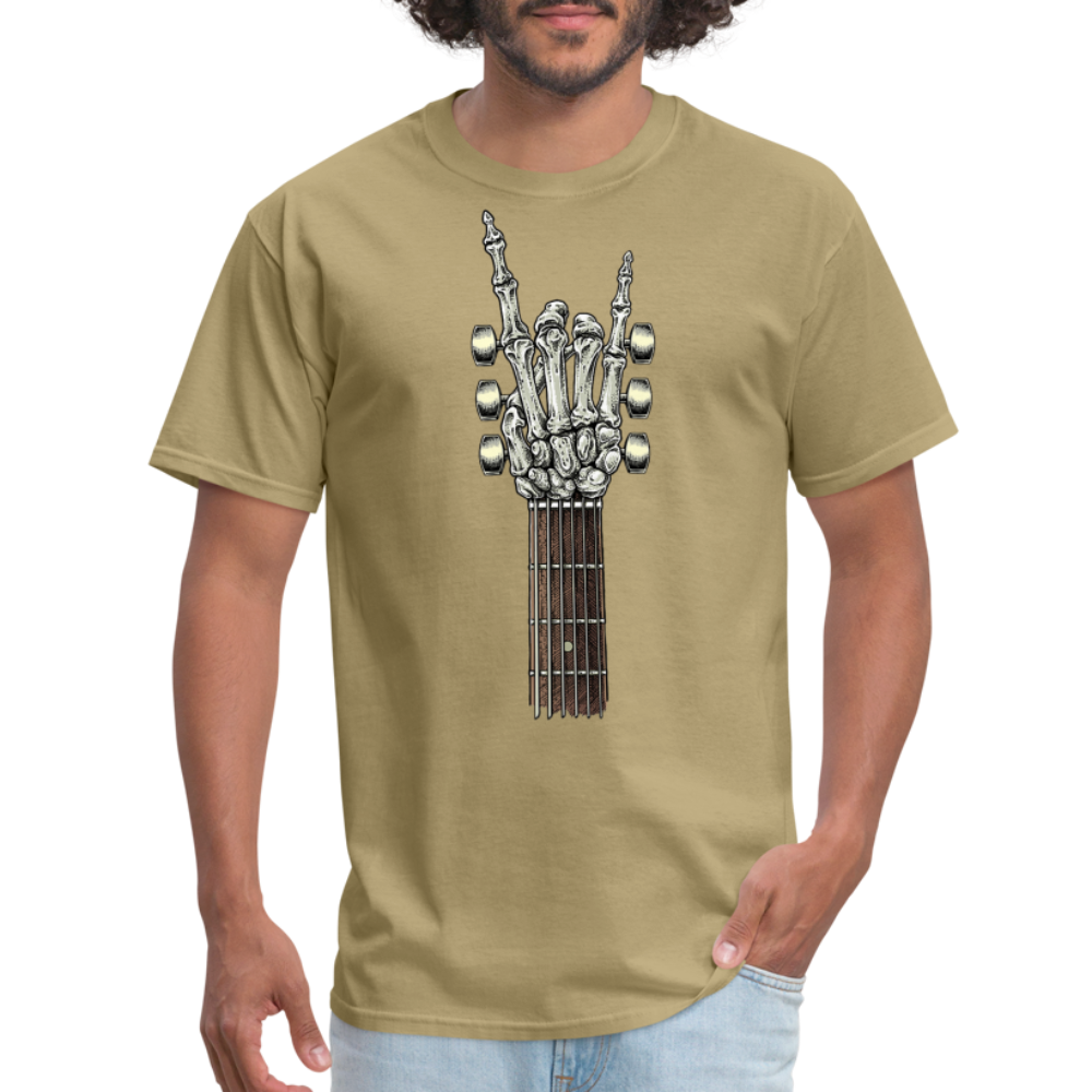 Rock On Guitar Neck Skeleton Hand Rock & Roll Graphic Tee Unisex Classic T-Shirt - khaki