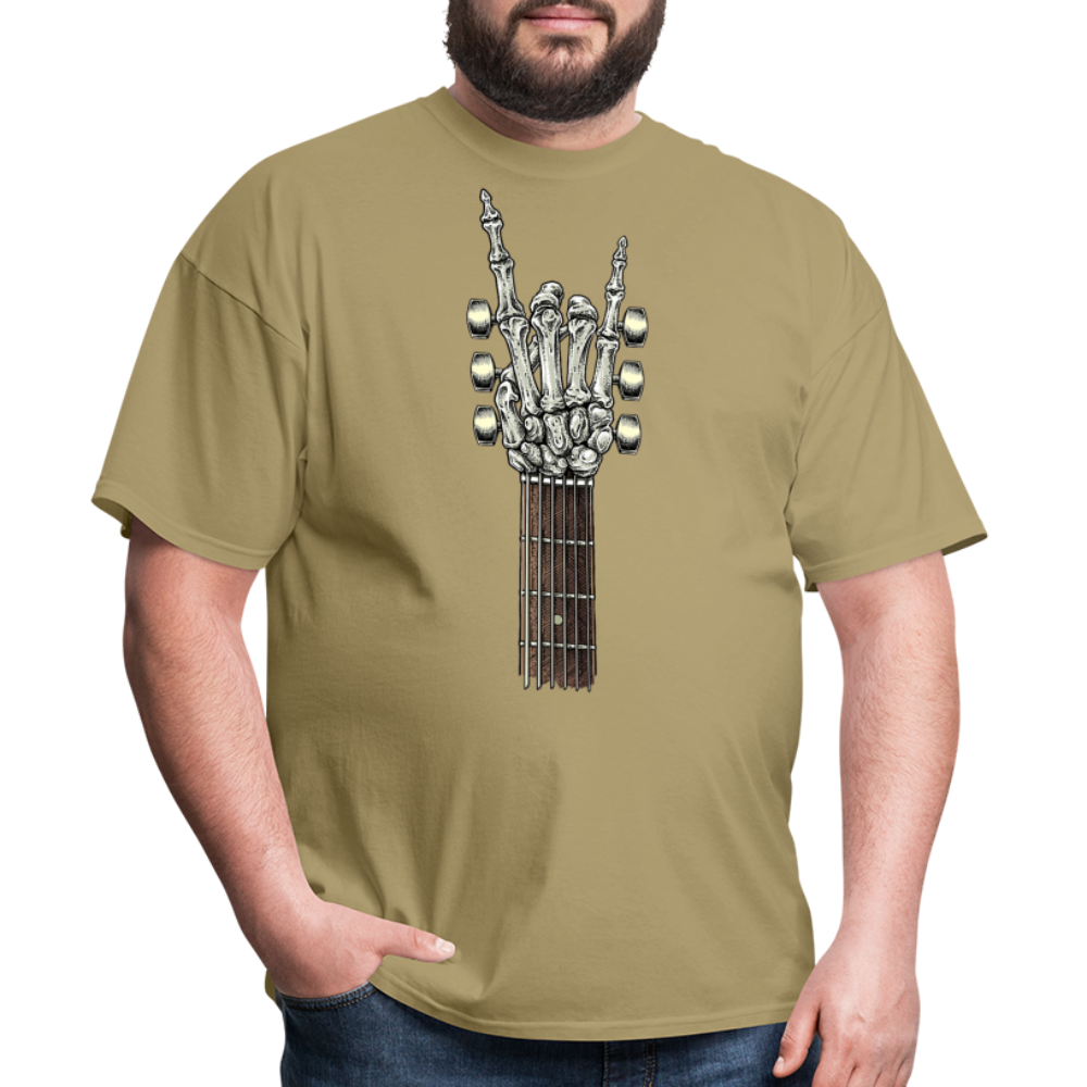 Rock On Guitar Neck Skeleton Hand Rock & Roll Graphic Tee Unisex Classic T-Shirt - khaki