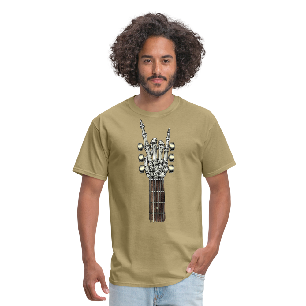 Rock On Guitar Neck Skeleton Hand Rock & Roll Graphic Tee Unisex Classic T-Shirt - khaki