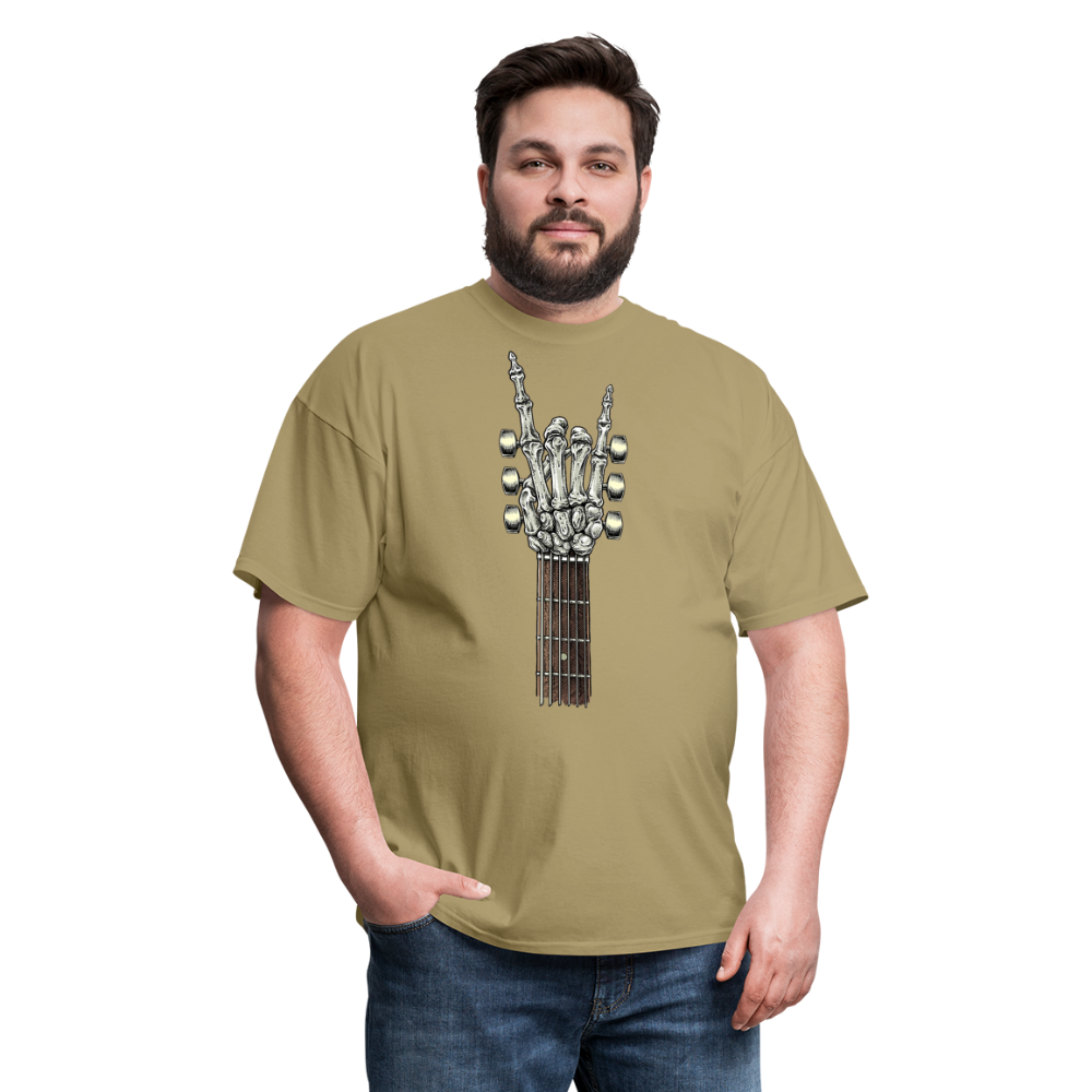 Rock On Guitar Neck Skeleton Hand Rock & Roll Graphic Tee Unisex Classic T-Shirt - khaki