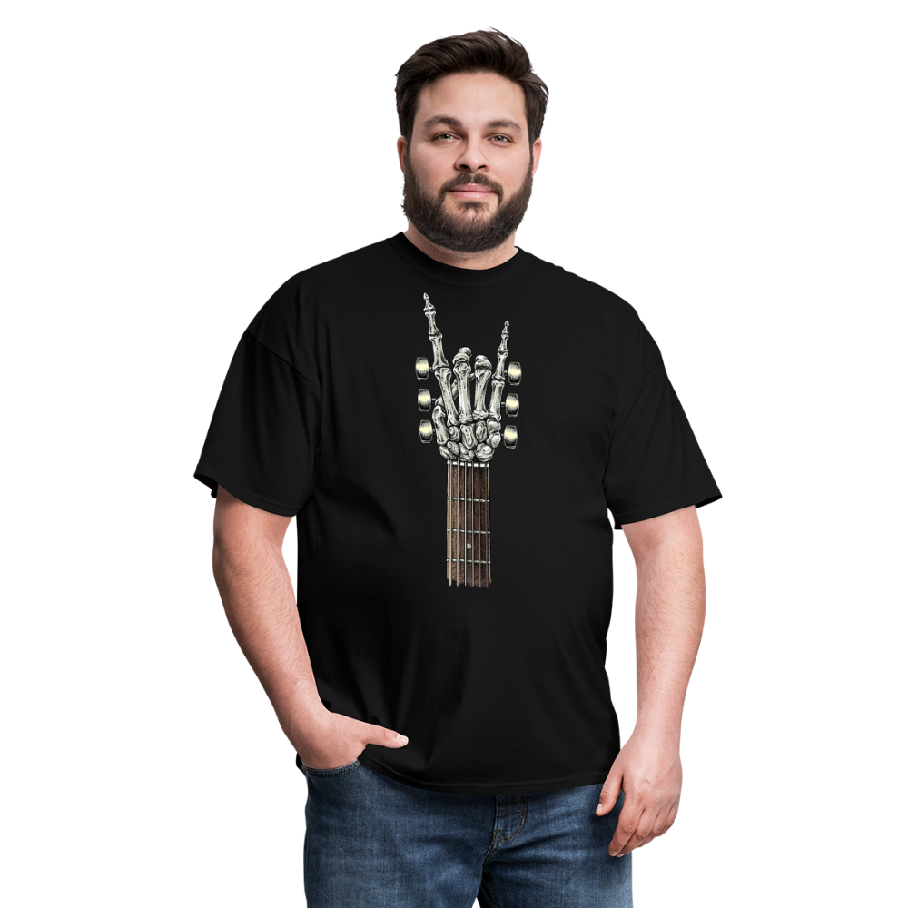 Rock On Guitar Neck Skeleton Hand Rock & Roll Graphic Tee Unisex Classic T-Shirt - black