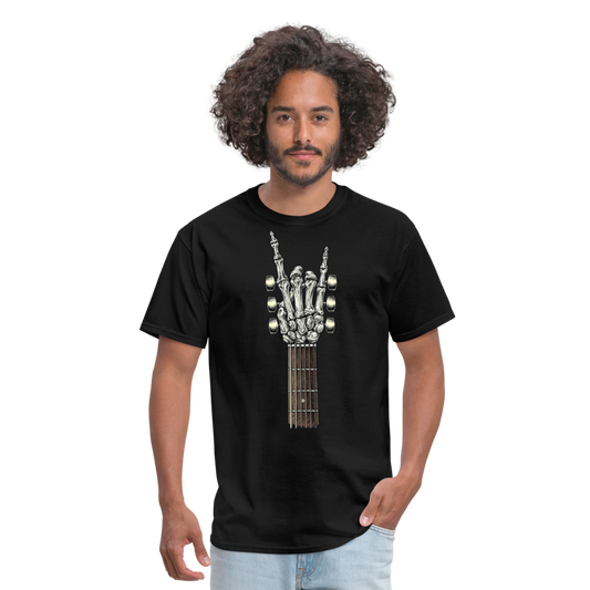 Rock On Guitar Neck Skeleton Hand Rock & Roll Graphic Tee Unisex Classic T-Shirt - black