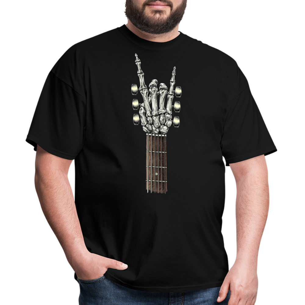 Rock On Guitar Neck Skeleton Hand Rock & Roll Graphic Tee Unisex Classic T-Shirt - black