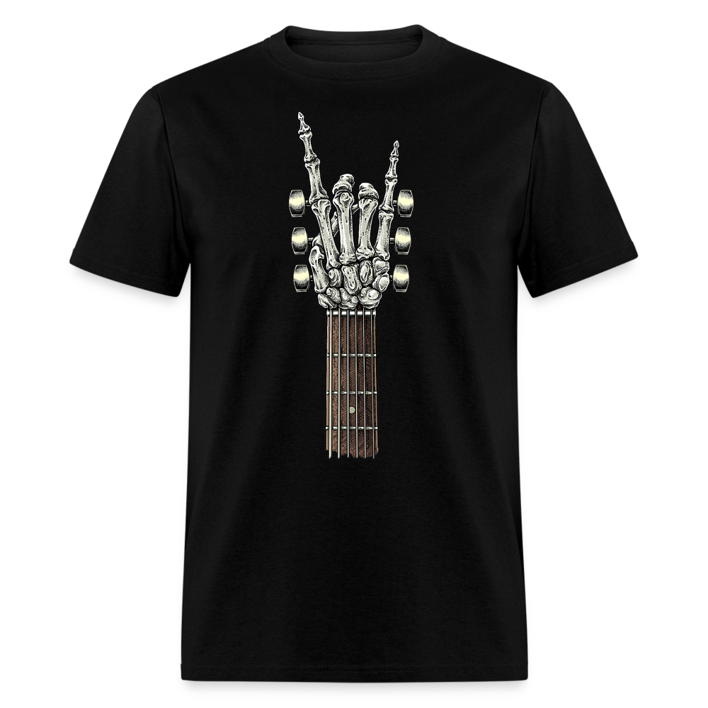 Rock On Guitar Neck Skeleton Hand Rock & Roll Graphic Tee Unisex Classic T-Shirt - black