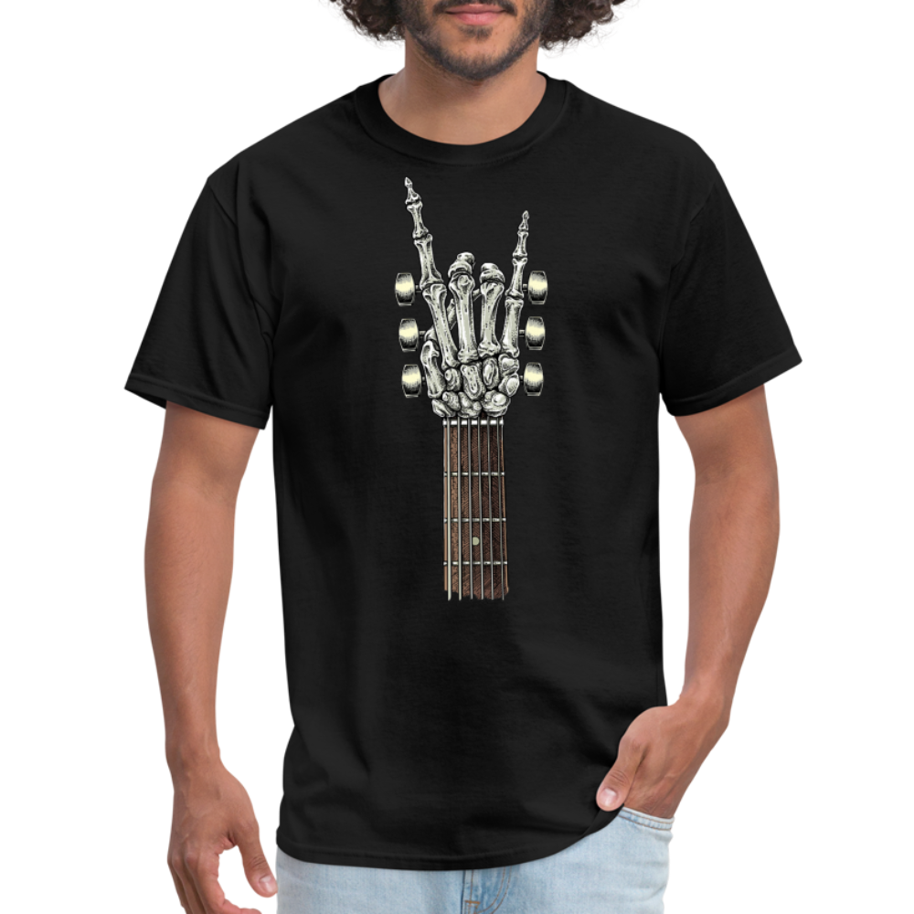 Rock On Guitar Neck Skeleton Hand Rock & Roll Graphic Tee Unisex Classic T-Shirt - black