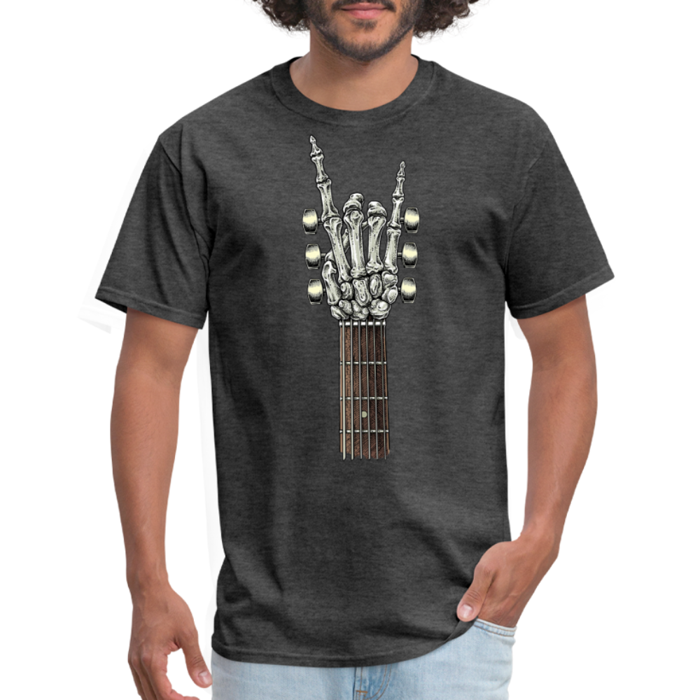 Rock On Guitar Neck Skeleton Hand Rock & Roll Graphic Tee Unisex Classic T-Shirt - heather black