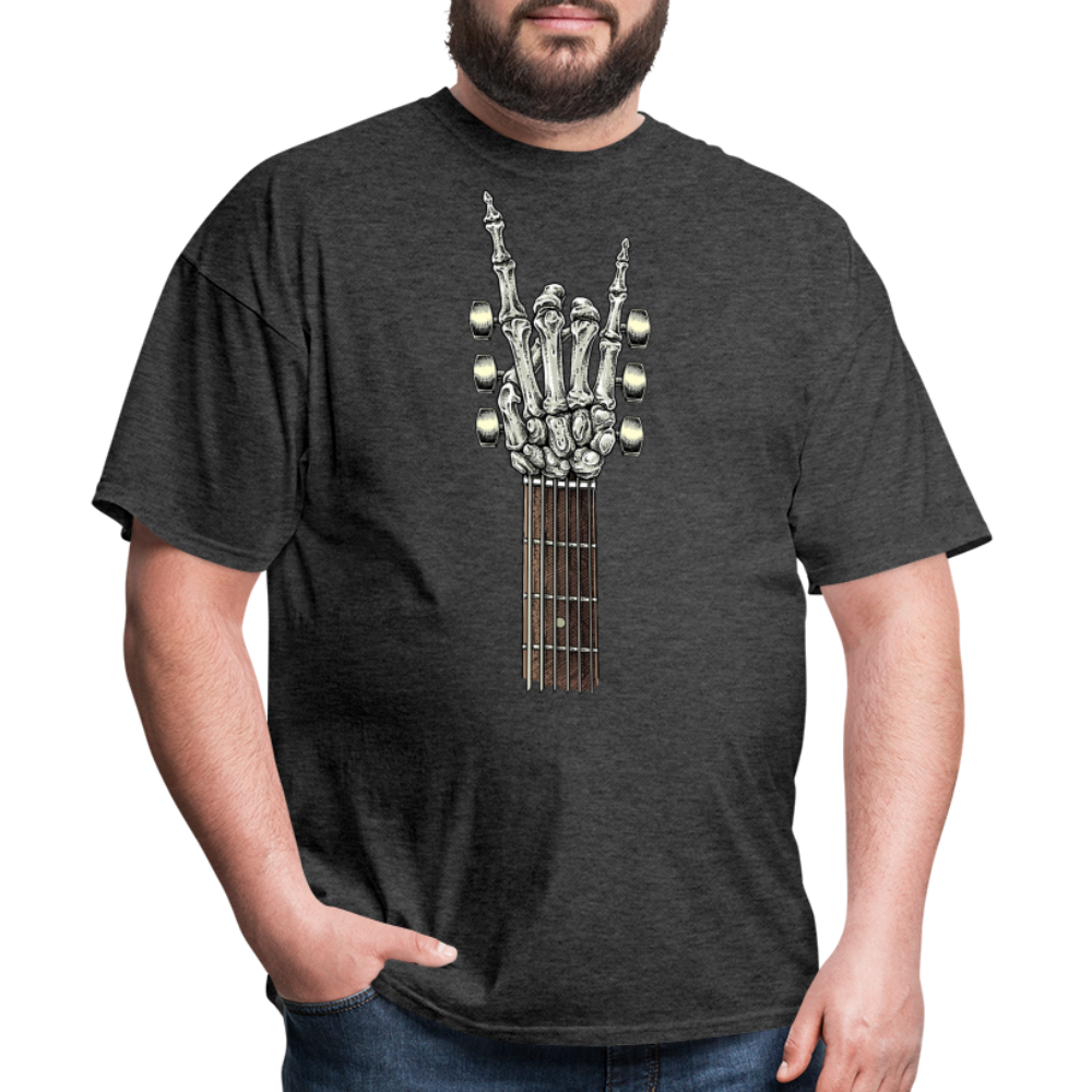 Rock On Guitar Neck Skeleton Hand Rock & Roll Graphic Tee Unisex Classic T-Shirt - heather black