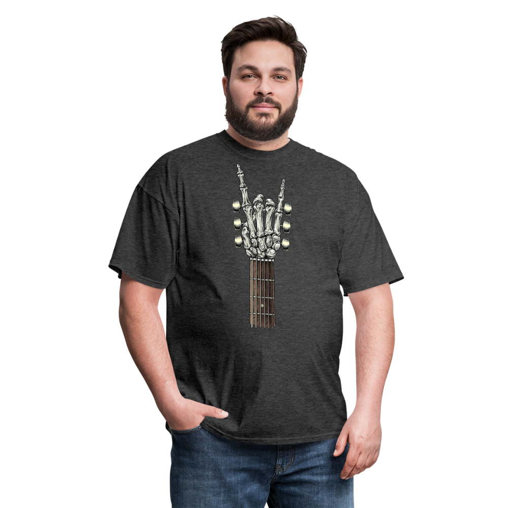Rock On Guitar Neck Skeleton Hand Rock & Roll Graphic Tee Unisex Classic T-Shirt - heather black