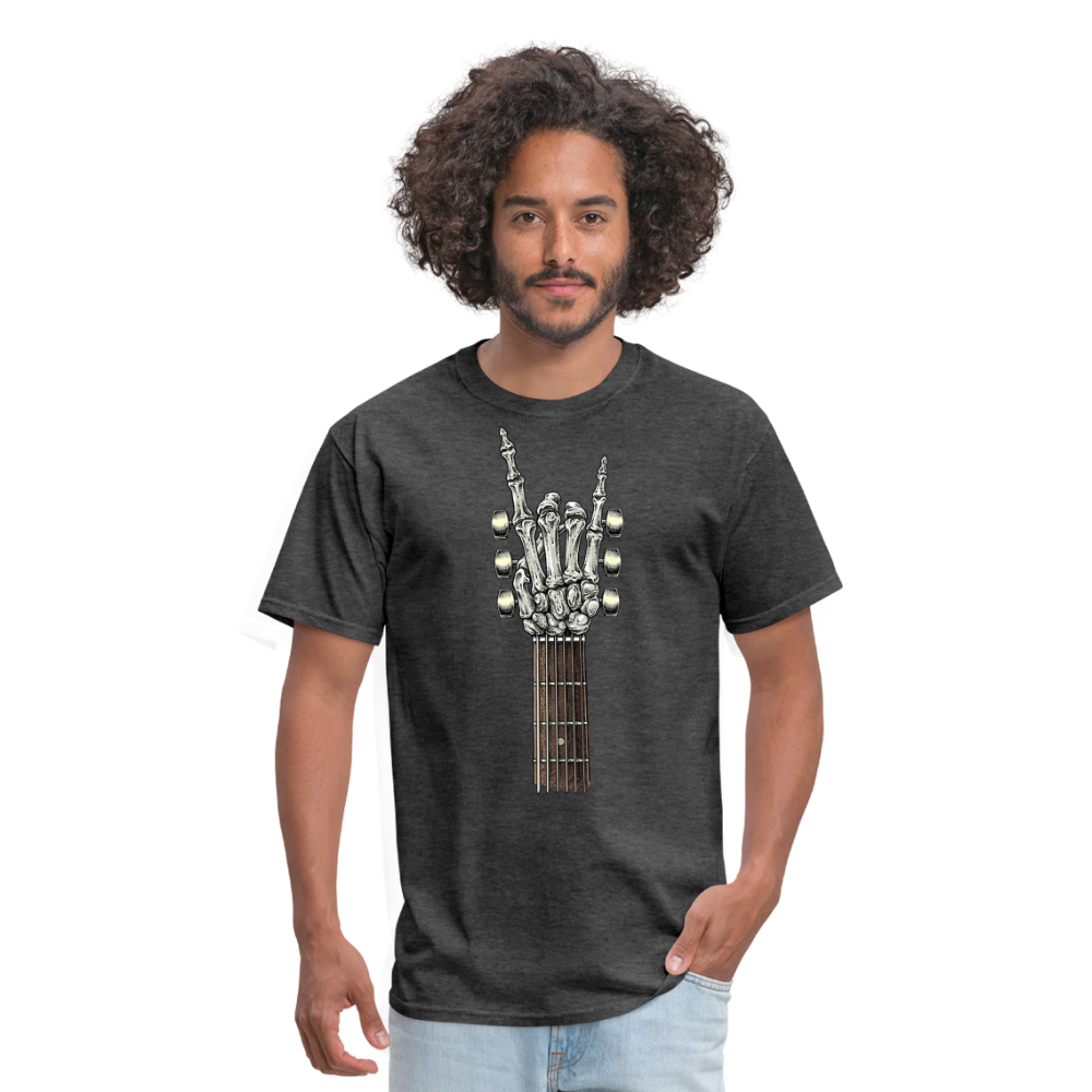 Rock On Guitar Neck Skeleton Hand Rock & Roll Graphic Tee Unisex Classic T-Shirt - heather black