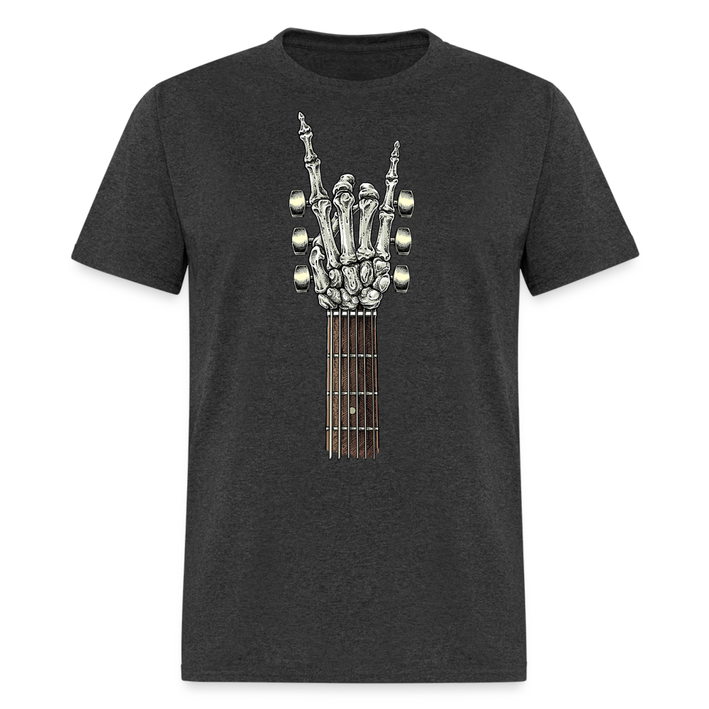 Rock On Guitar Neck Skeleton Hand Rock & Roll Graphic Tee Unisex Classic T-Shirt - heather black