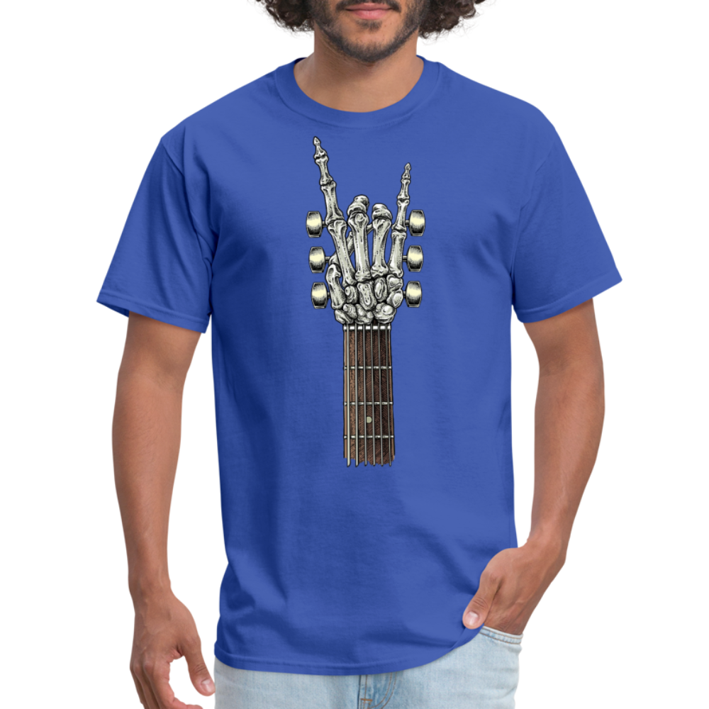 Rock On Guitar Neck Skeleton Hand Rock & Roll Graphic Tee Unisex Classic T-Shirt - royal blue