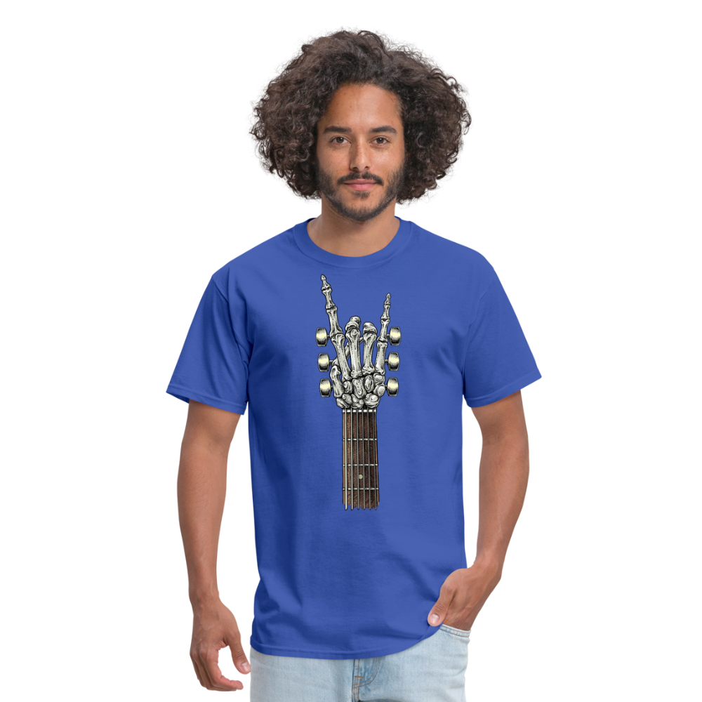 Rock On Guitar Neck Skeleton Hand Rock & Roll Graphic Tee Unisex Classic T-Shirt - royal blue