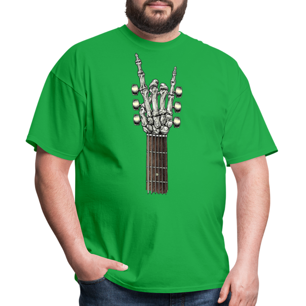 Rock On Guitar Neck Skeleton Hand Rock & Roll Graphic Tee Unisex Classic T-Shirt - bright green