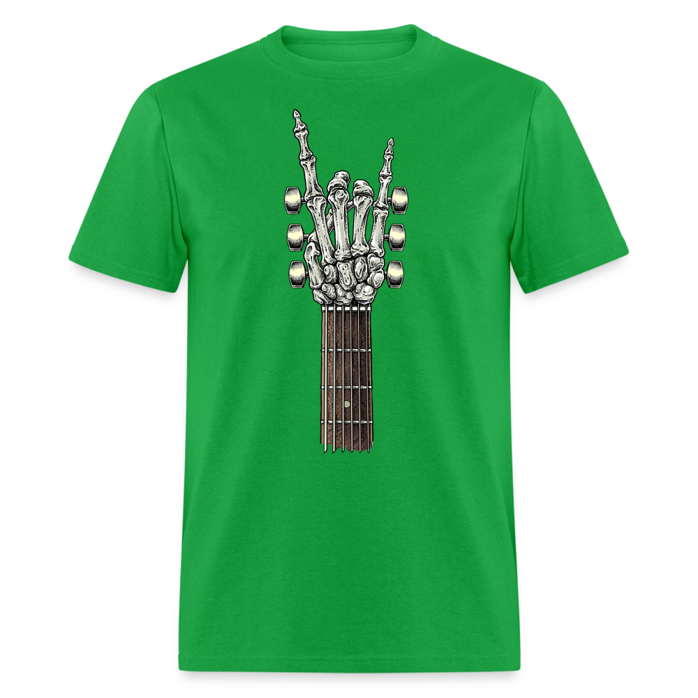 Rock On Guitar Neck Skeleton Hand Rock & Roll Graphic Tee Unisex Classic T-Shirt - bright green