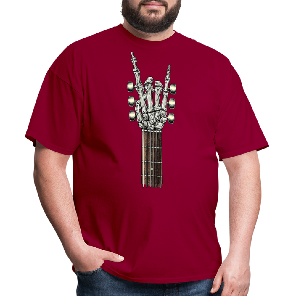 Rock On Guitar Neck Skeleton Hand Rock & Roll Graphic Tee Unisex Classic T-Shirt - dark red