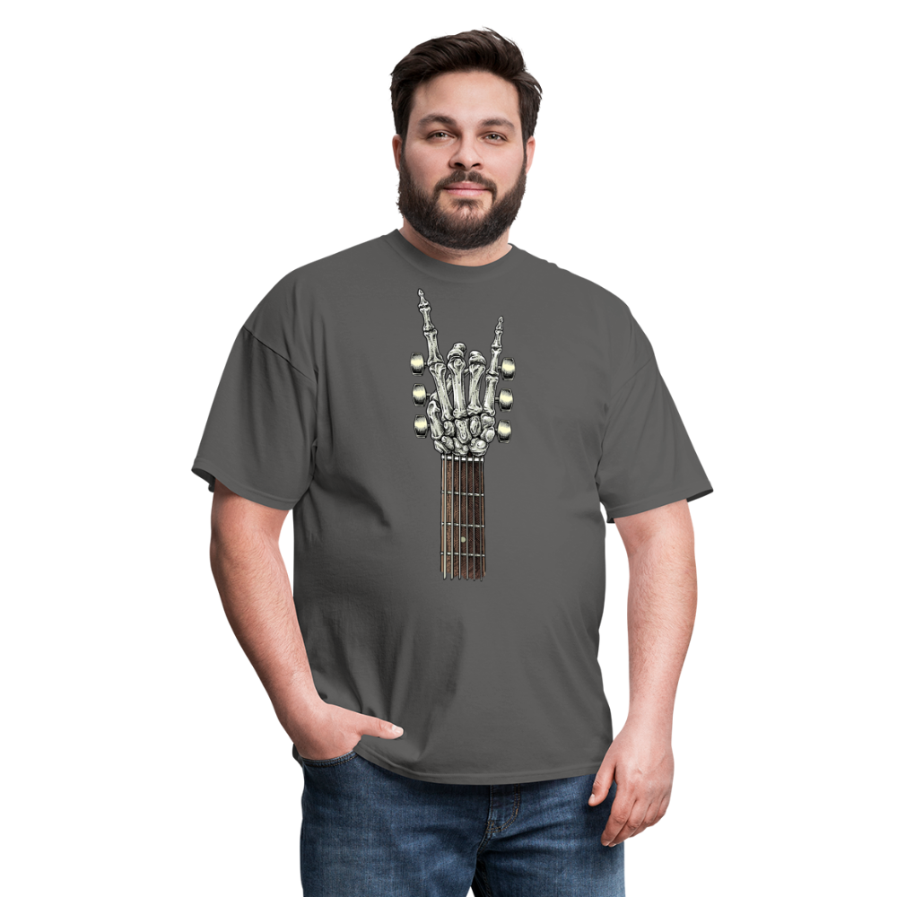 Rock On Guitar Neck Skeleton Hand Rock & Roll Graphic Tee Unisex Classic T-Shirt - charcoal