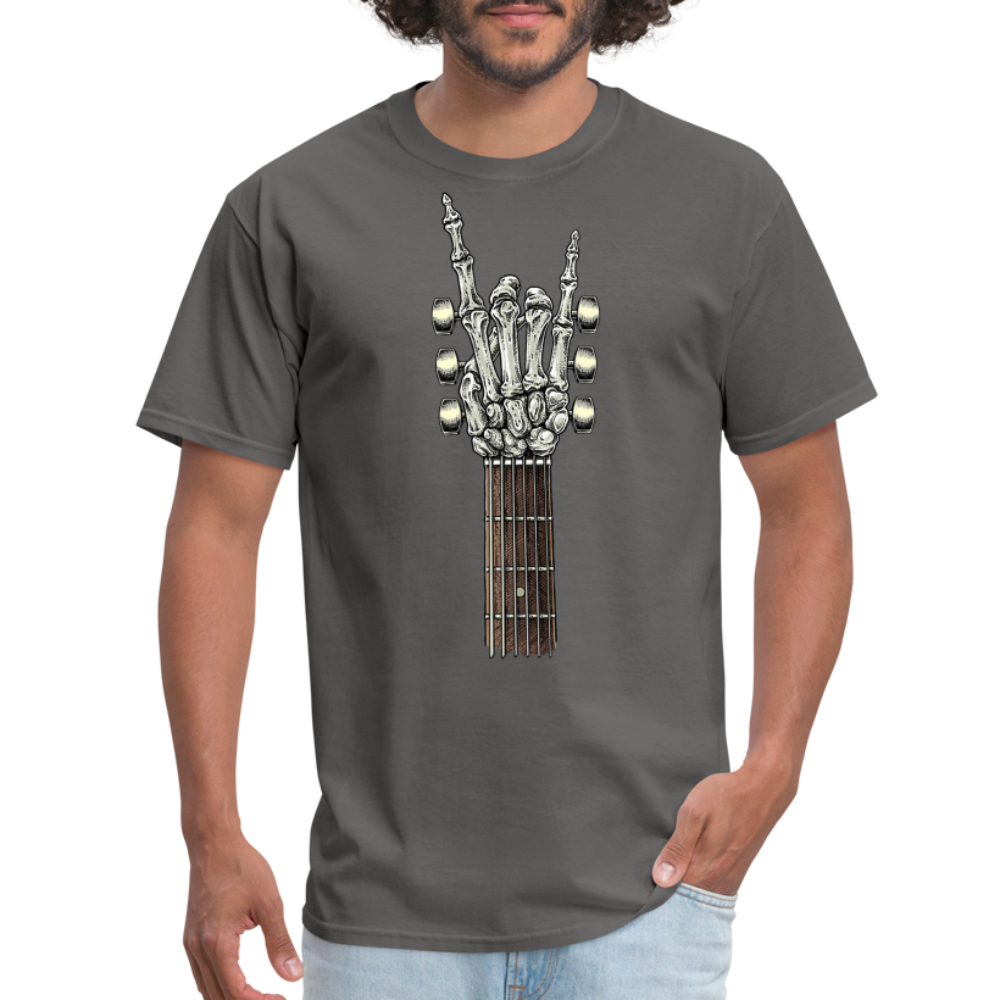 Rock On Guitar Neck Skeleton Hand Rock & Roll Graphic Tee Unisex Classic T-Shirt - charcoal