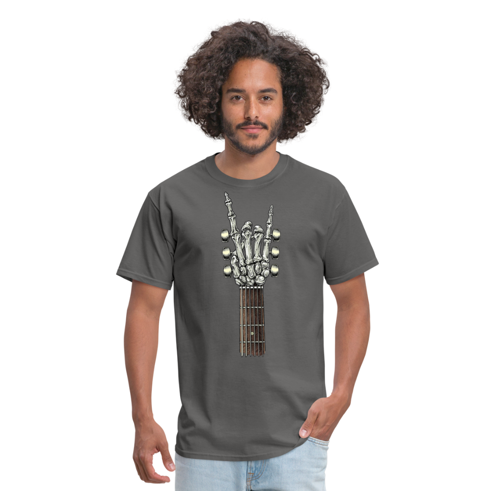 Rock On Guitar Neck Skeleton Hand Rock & Roll Graphic Tee Unisex Classic T-Shirt - charcoal