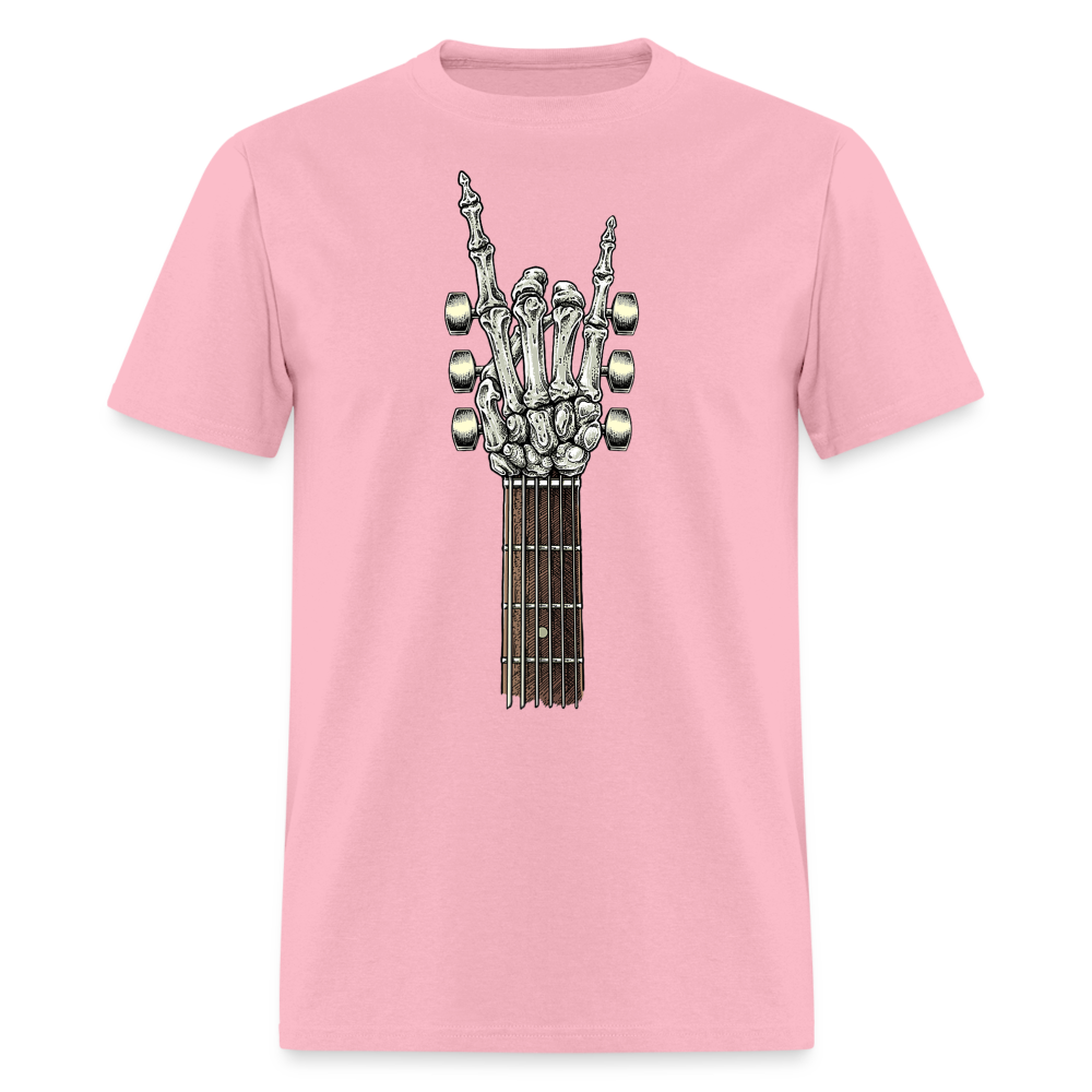 Rock On Guitar Neck Skeleton Hand Rock & Roll Graphic Tee Unisex Classic T-Shirt - pink