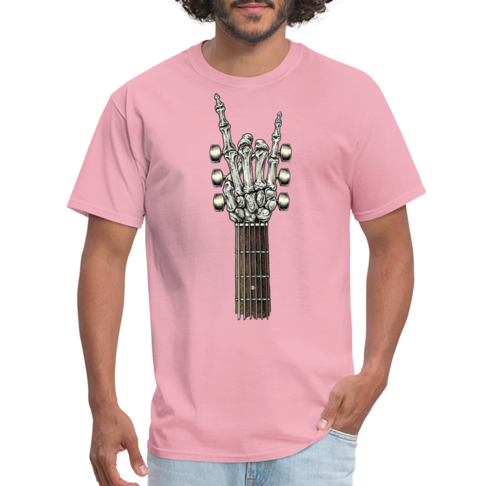 Rock On Guitar Neck Skeleton Hand Rock & Roll Graphic Tee Unisex Classic T-Shirt - pink