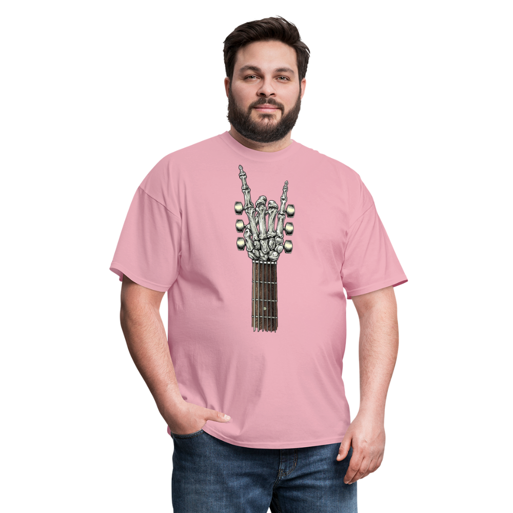 Rock On Guitar Neck Skeleton Hand Rock & Roll Graphic Tee Unisex Classic T-Shirt - pink