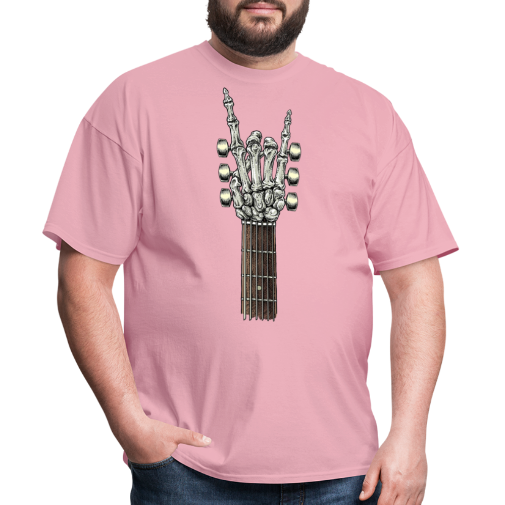Rock On Guitar Neck Skeleton Hand Rock & Roll Graphic Tee Unisex Classic T-Shirt - pink