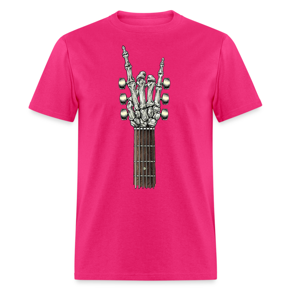 Rock On Guitar Neck Skeleton Hand Rock & Roll Graphic Tee Unisex Classic T-Shirt - fuchsia