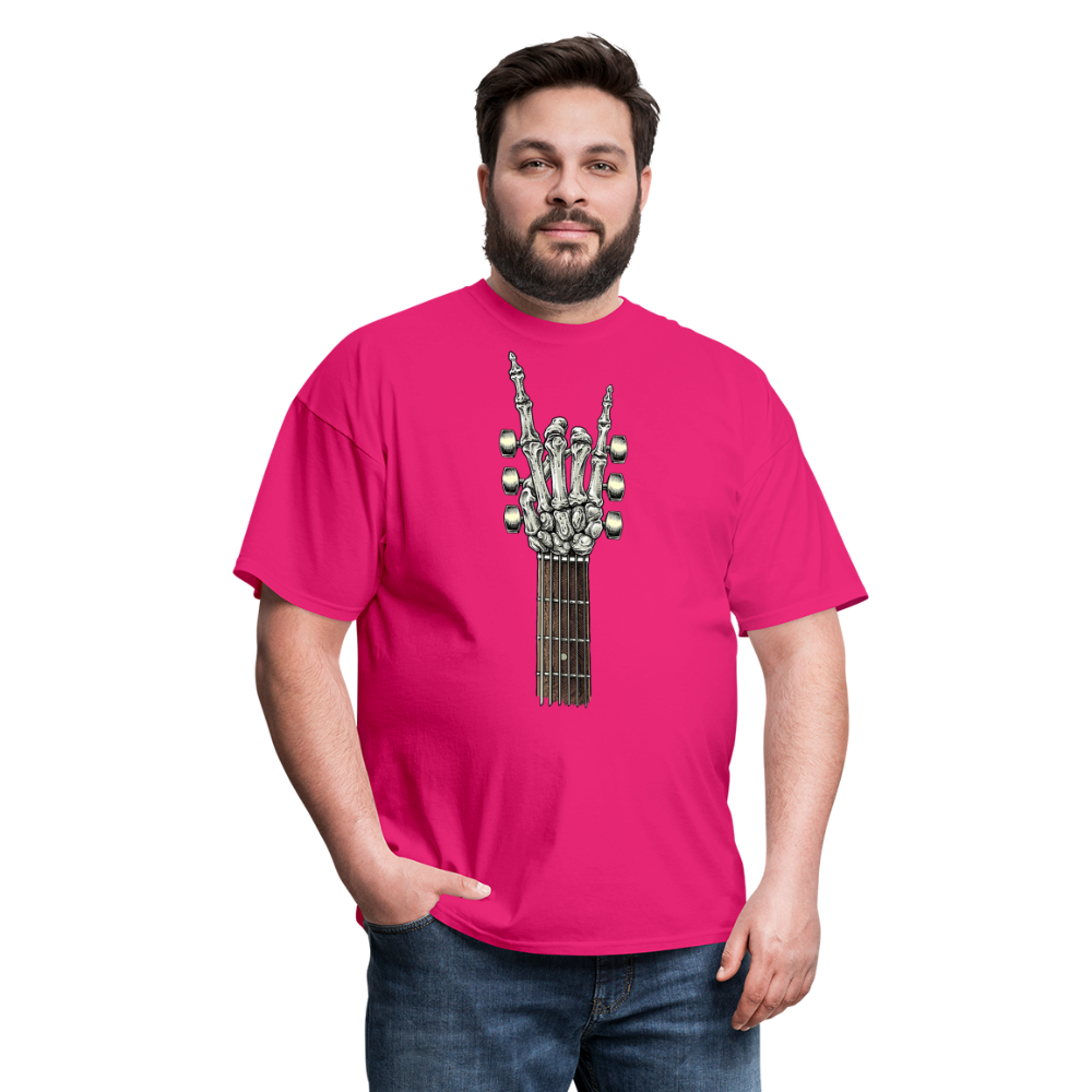 Rock On Guitar Neck Skeleton Hand Rock & Roll Graphic Tee Unisex Classic T-Shirt - fuchsia